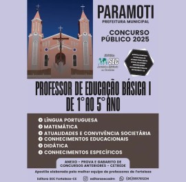Paramoti -Ce  2025 Professor de Educa��o B�sica de 1 ao  5
