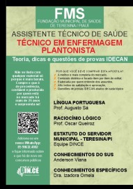 .Tcnico em Enfermagem Plantonista(Assistente Tcnico de Sade) apostila FMS Teresina - Teoria e questes IDECAN 2024