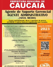 ..Agente administrativo(Agente de Suporte Gerencial) apostila prefeitura de Caucaia (PMC) Teoria e questes 2023